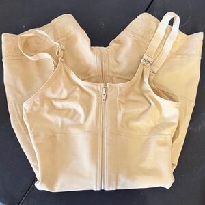 Beige Front-Zip Shapewear Bodysuit